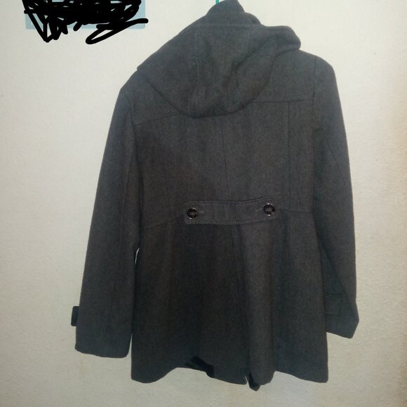 Kenneth Cole Reaction grey jacket with hood warm business wear women size 10 - Picture 2 of 4
